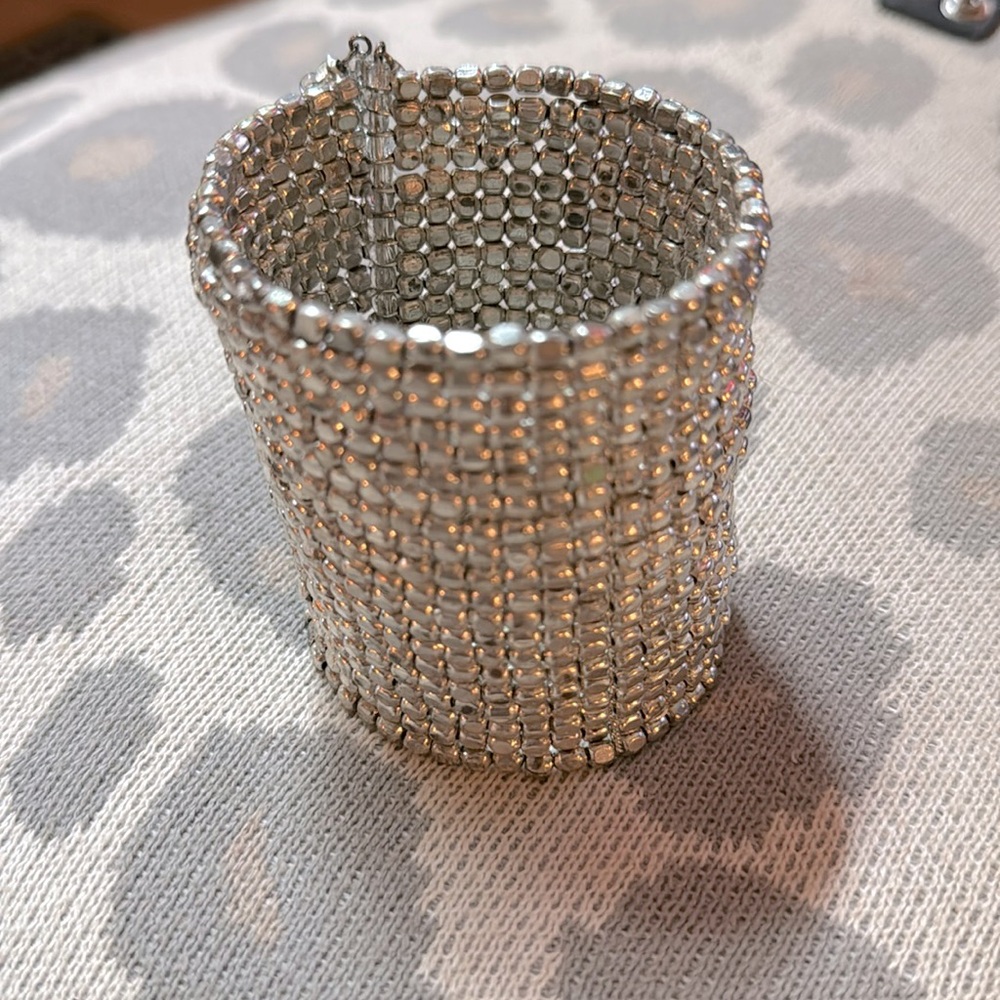 Silver Row Bling Cuff Bracelet